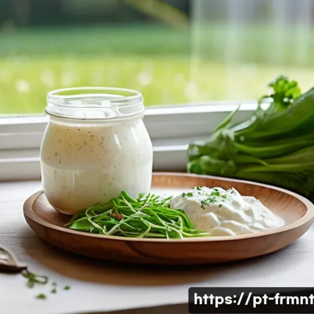 발효식품과 면역력 연구 결과 - A vibrant and cozy kitchen scene featuring a rustic wooden table with a variety of fermented foods d...