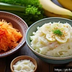 Home 18 발효식품 관련 필수 용어 정리 - A vibrant and detailed kitchen scene featuring a rustic wooden table with various fermented foods po...